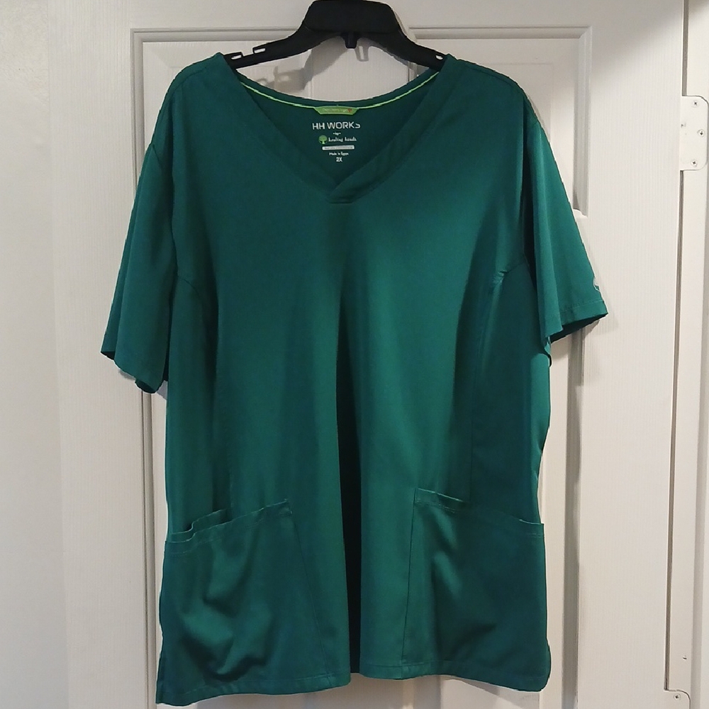Healing Hands Green V-Neck Scrub Top